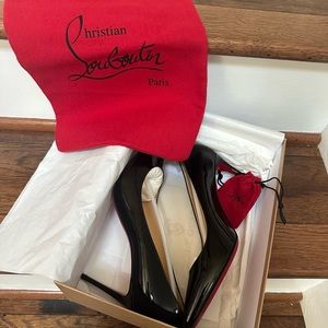 Christian Louboutin Kate 85mm Black Patent Leather Size 38.5- NWT- Flawless